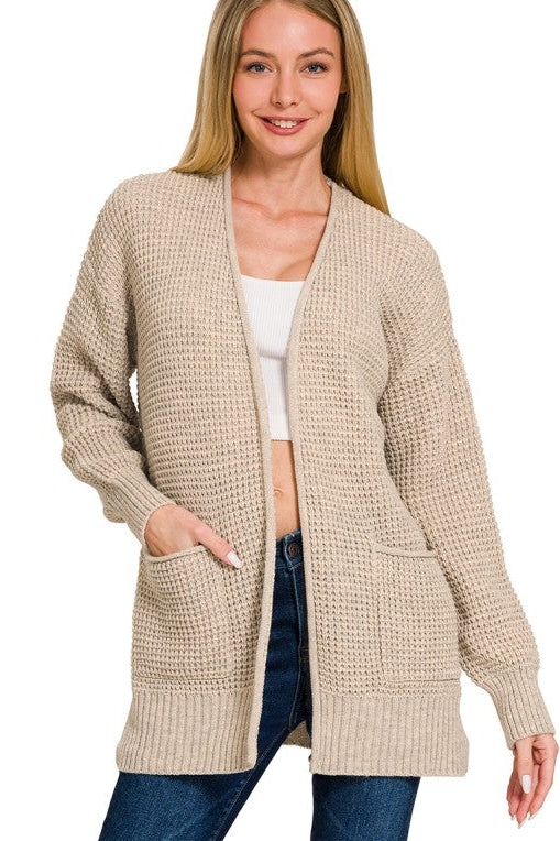 Waffle Cardigan Beige