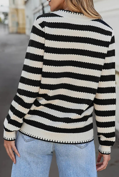 Stripe Button Cardigan