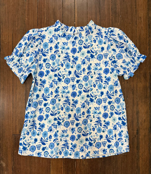 Blue Floral Print Top