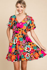 Multi Floral Print Dress