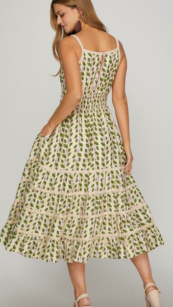 Green Woven Tiered Dress