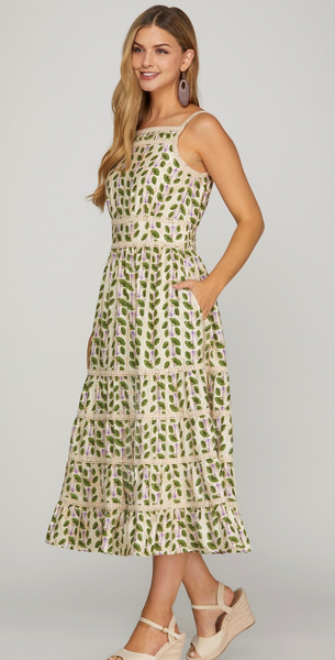 Green Woven Tiered Dress
