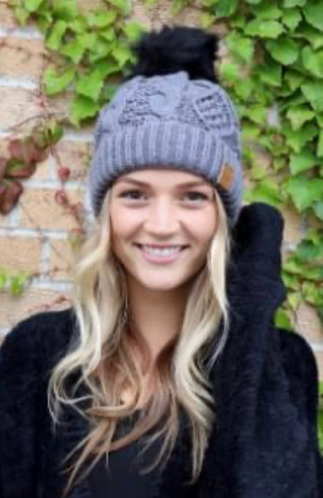 Grey Toboggan with Pom Pom