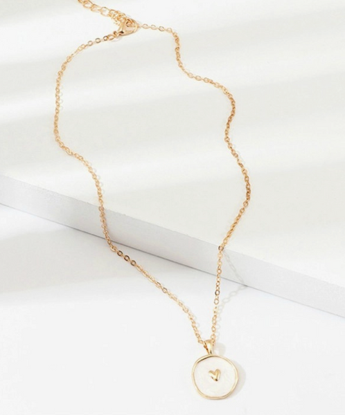 White Heart Enamel Necklace